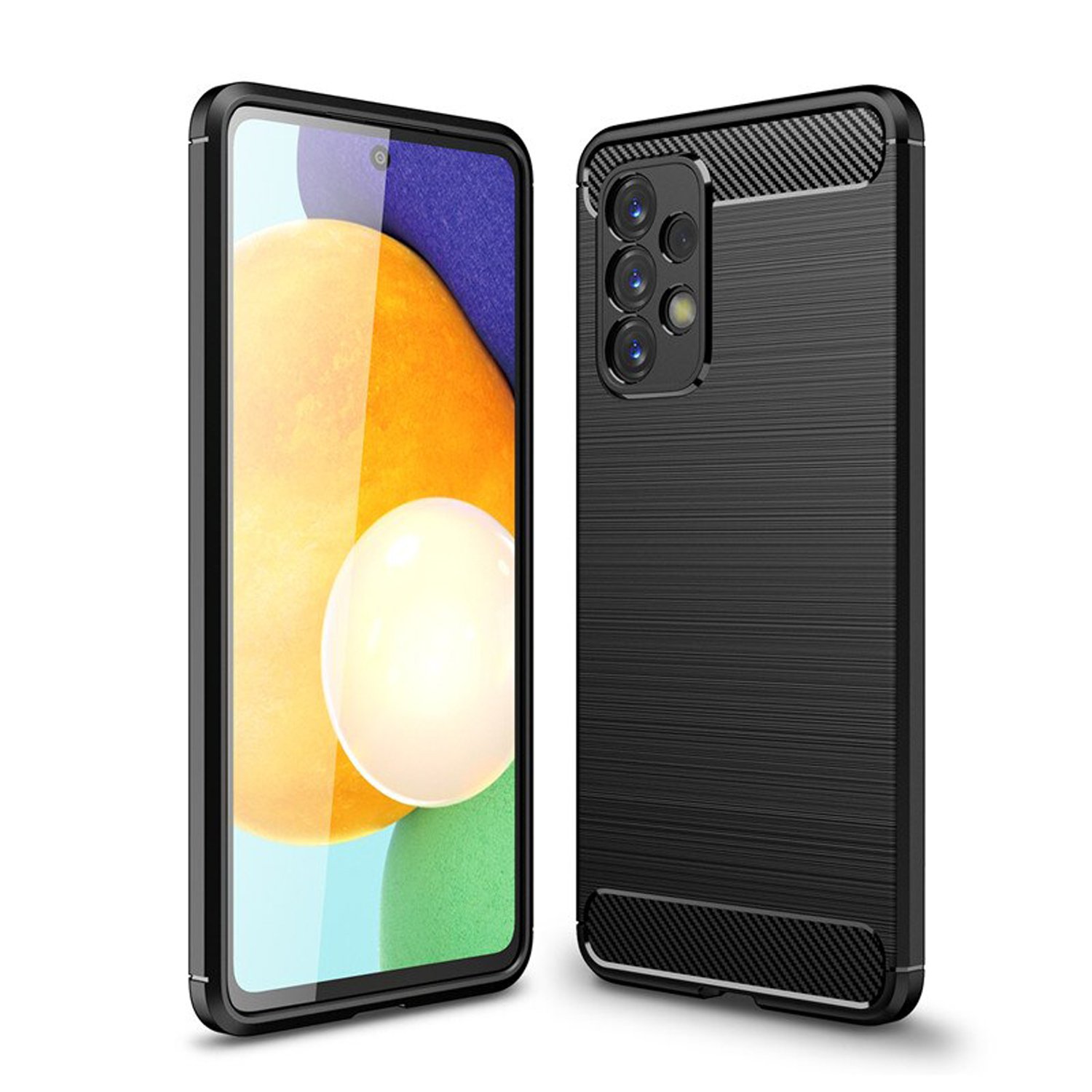 Microcase Samsung Galaxy A73 5G Brushed Carbon Fiber Silikon Kılıf - Siyah