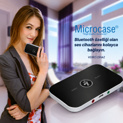 Microcase Bluetooth 5.0 2’si 1 Arada Ses Verici & Alıcı Adaptör (TX/RX) – AUX Kablosuz Müzik Aktarıcı AL5778