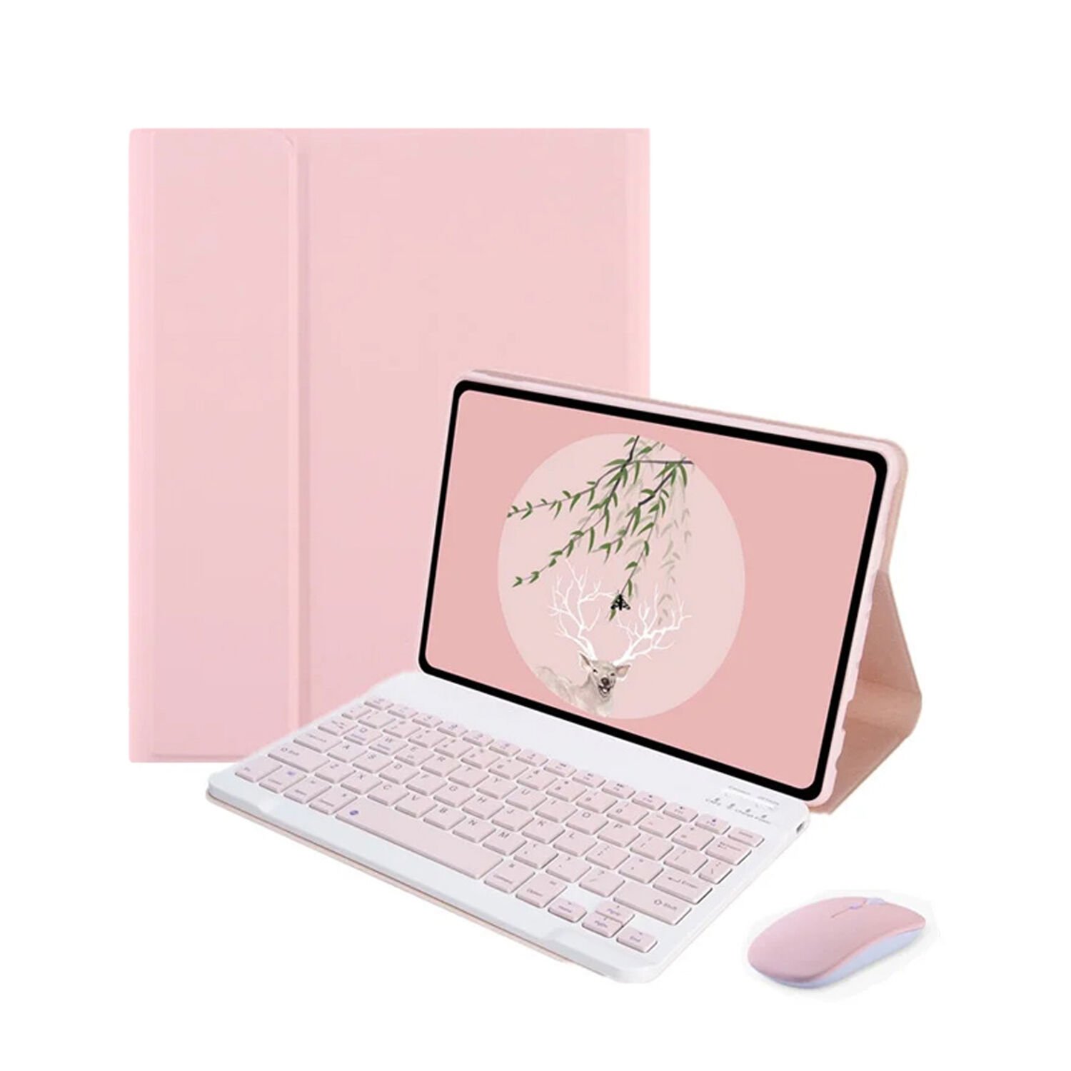 Microcase Samsung Galaxy Tab S6 Lite P610 ile uyumlu Bluetooth Klavye ve Mouse + Standlı Kılıf - BKK6 Pembe