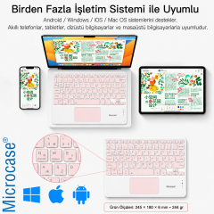 Microcase RGB Tablet ve Telefonlar için Türkçe Bluetooth Klavye ve Mouse - AL5891