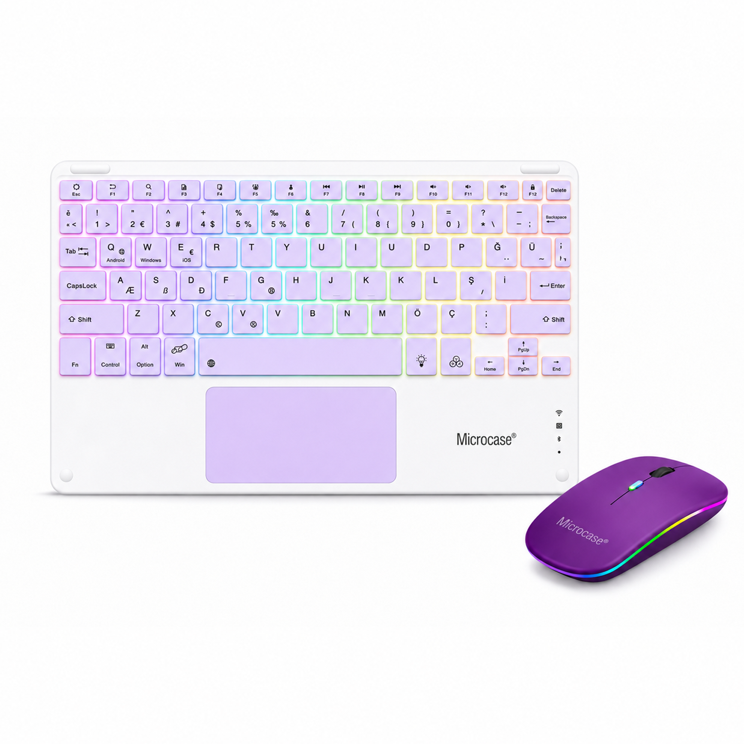 Microcase RGB Tablet ve Telefonlar için Türkçe Bluetooth Klavye ve Mouse - AL5891
