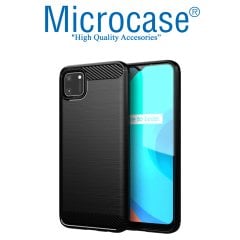 Realme C11 Brushed Carbon Fiber Silikon Kılıf - Siyah