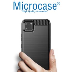 Realme C11 Brushed Carbon Fiber Silikon Kılıf - Siyah