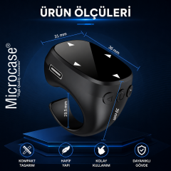 Bluetooth Kumandalı Uzaktan Kontrol TikTok Kaydırma Kamera ve Sayfa Çevirme Özellikli Yüzük Siyah AL5767