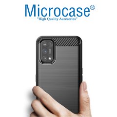 Realme 7 Pro Brushed Carbon Fiber Silikon Kılıf - Siyah