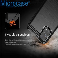 Realme 7 Pro Brushed Carbon Fiber Silikon Kılıf - Siyah