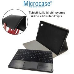 Microcase Xiaomi Redmi Pad Se 11 inch ile uyumlu Bluetooth Touchpad Klavye + Bluetooth Mouse + Standlı Kılıf - BKK7 Pembe