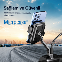 Microcase Universal Motosiklet Bisiklet için Şok Emici Güvenli Kilitleme Sistemli Telefon Tutucu AL5744