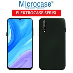 Huawei P Smart S Elektrocase Serisi Kamera Korumalı Silikon Kılıf - Siyah + Tempered Glass Koruma