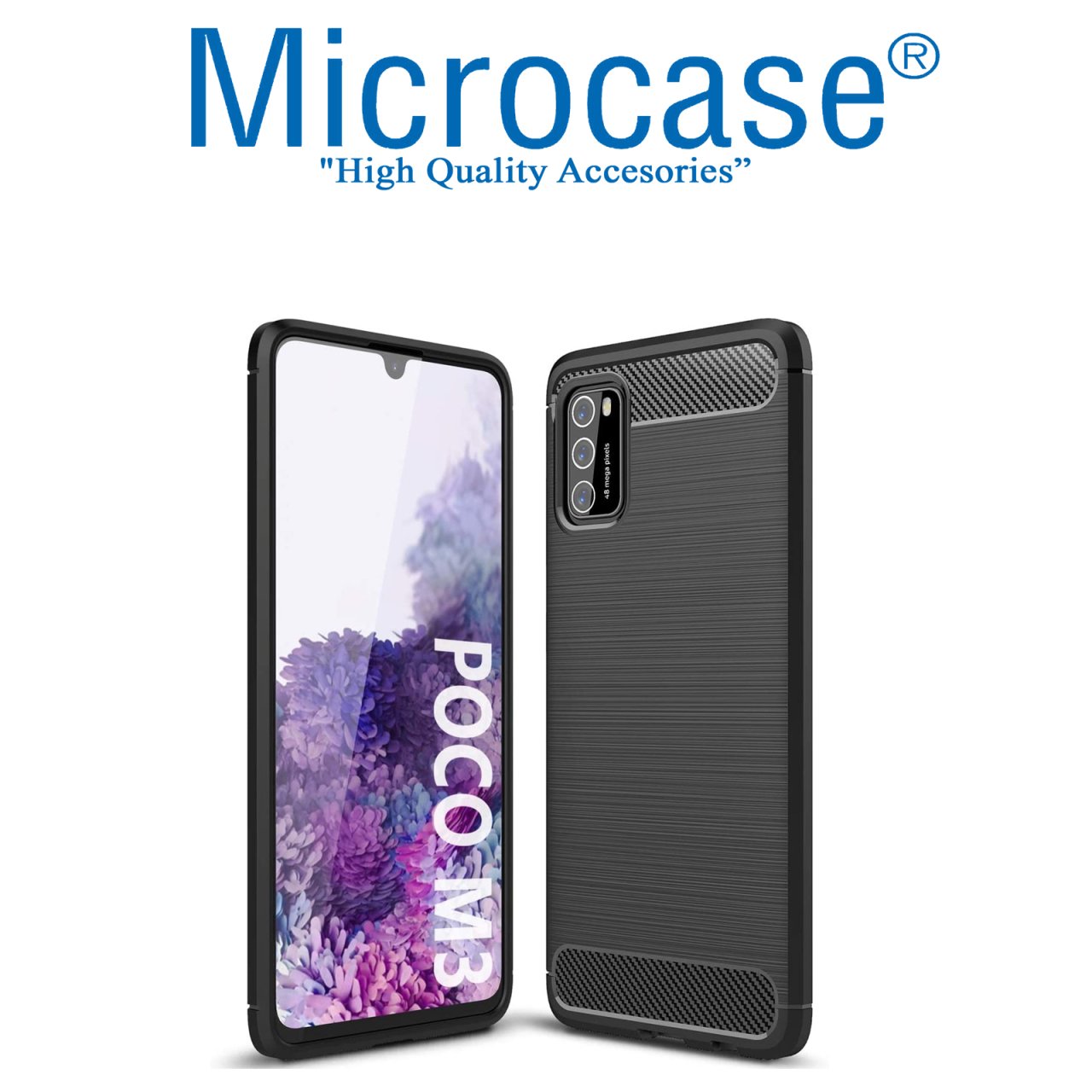 Xiaomi Poco M3 Brushed Carbon Fiber Silikon Kılıf