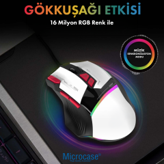 Microcase G911 USB Kablolu 8 Tuşlu RGB Işıklı 7200 DPI Oyuncu Mouse - AL5772