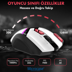 Microcase G911 USB Kablolu 8 Tuşlu RGB Işıklı 7200 DPI Oyuncu Mouse - AL5772