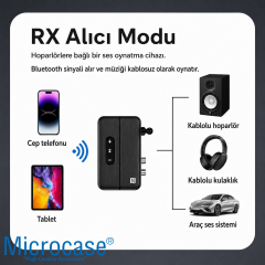 Microcase M60 NFC Bluetooth 5.4 Ses Alıcı Verici AUX RCA USB Müzik Adaptörü Araç Ev Hoparlör Amfi AL5792