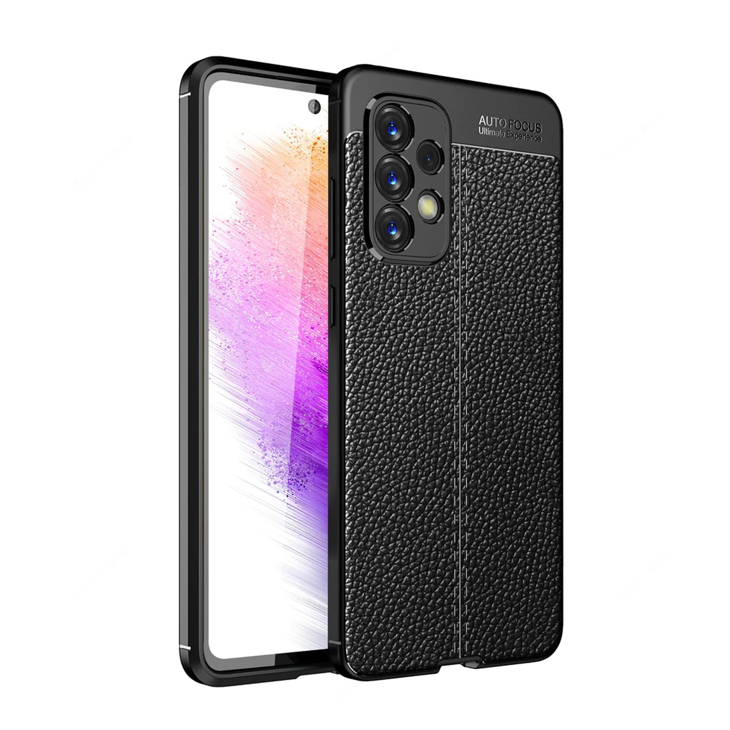 Microcase Samsung Galaxy A73 5G Leather Serisi Deri Efekt Silikon Kılıf - Siyah