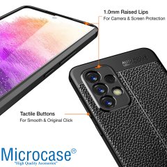 Microcase Samsung Galaxy A73 5G Leather Serisi Deri Efekt Silikon Kılıf - Siyah