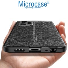 Microcase Samsung Galaxy A73 5G Leather Serisi Deri Efekt Silikon Kılıf - Siyah
