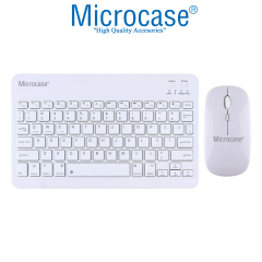 Microcase Apple iPad 10.2 inch için Macbook Çantası+Türkçe Klavye+Mouse+Tablet Standı Beyaz AL5165