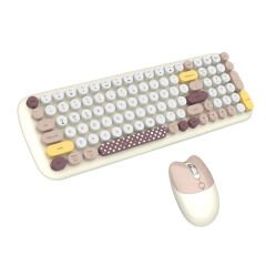 Microcase Geezer Kablosuz Bluetooth Bağlantılı Yuvarlak Renkli Tuşlu Klavye Ve Mouse Set-AL4187