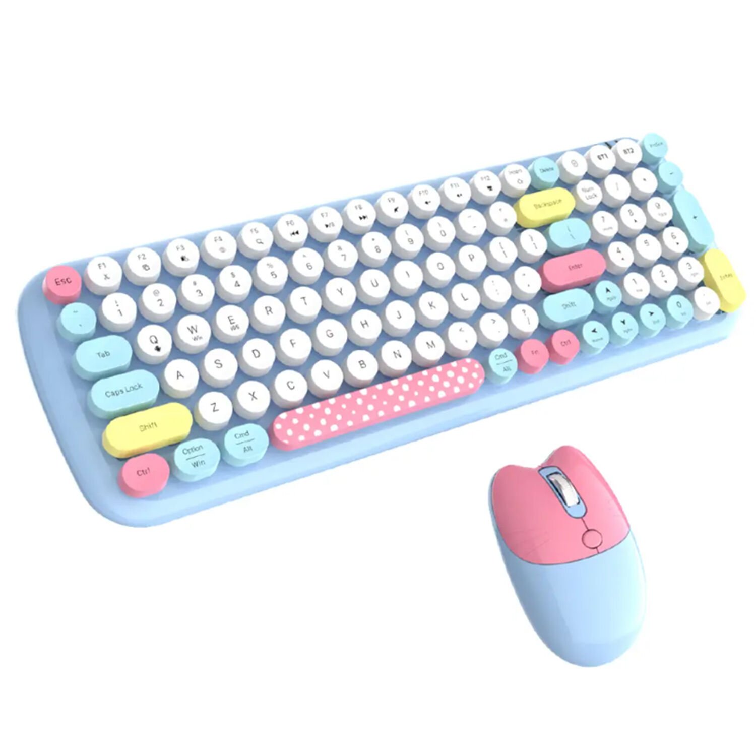 Microcase Geezer Kablosuz Bluetooth Bağlantılı Yuvarlak Renkli Tuşlu Klavye Ve Mouse Set-AL4187