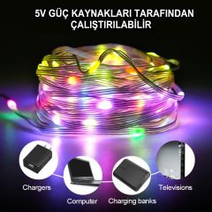 Microcase 10m Kumandalı RGB Led Şerit Sese Müziğe Duyarlı Su Geçirmez Telefon Kontrollü Bluetooth-AL4397