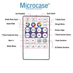 Microcase 10m Kumandalı RGB Led Şerit Sese Müziğe Duyarlı Su Geçirmez Telefon Kontrollü Bluetooth-AL4397