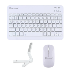 Microcase Apple iPad 10.2 inch Tablet ile uyumlu Türkçe Bluetooth Klavye+Mouse+Tablet Standı Beyaz AL5166