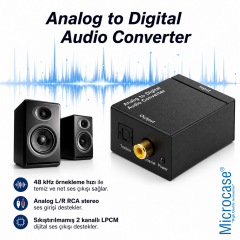 Microcase Analog Ses Dijital Ses Çevirici 48kHz Toslink Coaxial Destekli Çevirici AL5751