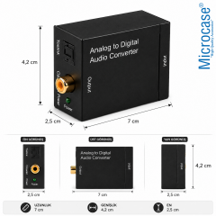 Microcase Analog Ses Dijital Ses Çevirici 48kHz Toslink Coaxial Destekli Çevirici AL5751