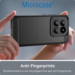 Microcase Xiaomi 14 Global için Brushed Carbon Fiber Silikon Kılıf - Siyah AL3332