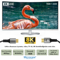 Microcase Ultra HD 8K 1.4 HDMI to HDMI Kablo Yüksek Hız 48Gbps Görüntü Aktarıcı Kablo 1.5 Metre - AL5735