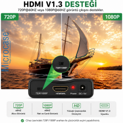Microcase SCART to HDMI Dönüştürücü 1080P Adaptör Güç Adaptörlü HDMI Çevirici AL5746