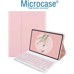 Microcase Lenovo Tab M10 Plus TB-X606F ile uyumlu Bluetooth Klavyeli Standlı Kılıf - BKK4 Pembe