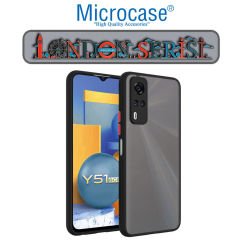 Microcase Vivo Y31 2021 London Serisi Darbeye Dayanıklı Kılıf - Buzlu Siyah
