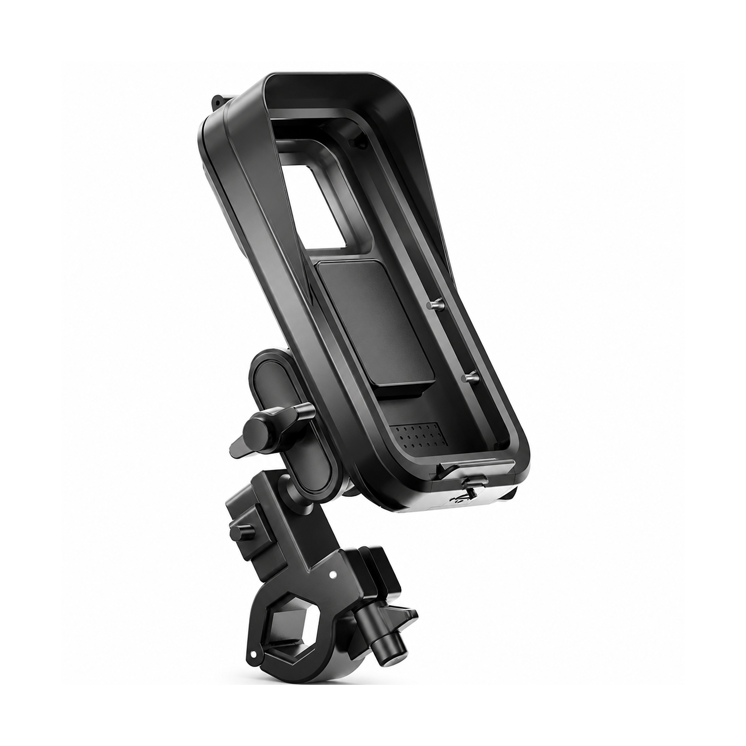 Microcase Microcase Su Geçirmez Motosiklet Telefon Tutucu USB Type-C Şarjlı Gidon Bağlantılı Kilitli AL5739