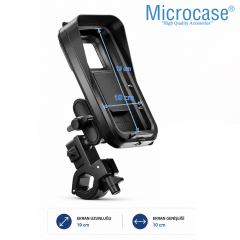 Microcase Microcase Su Geçirmez Motosiklet Telefon Tutucu USB Type-C Şarjlı Gidon Bağlantılı Kilitli AL5739