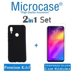 Microcase Meizu Note 9 Premium Matte Silikon Kılıf + Tempered Glass Cam Koruma