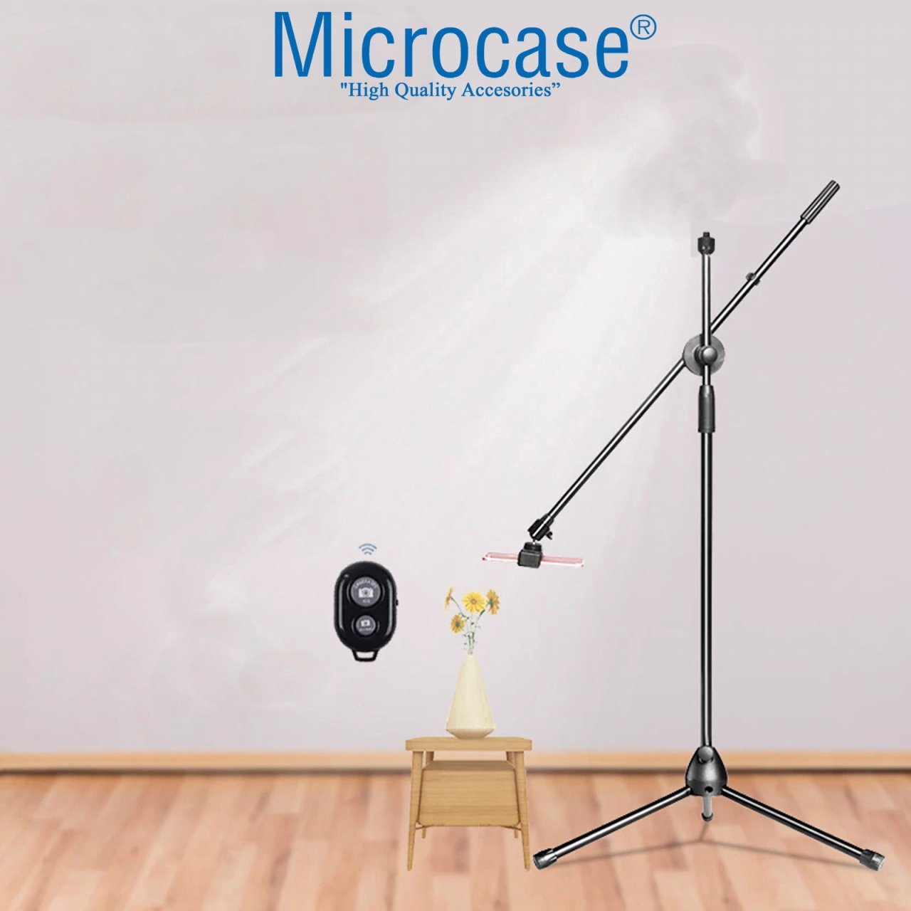 Microcase Telefon Başlık Tutuculu Ürün Çekim Tripodu Bluetooth Kumandalı - AL2681