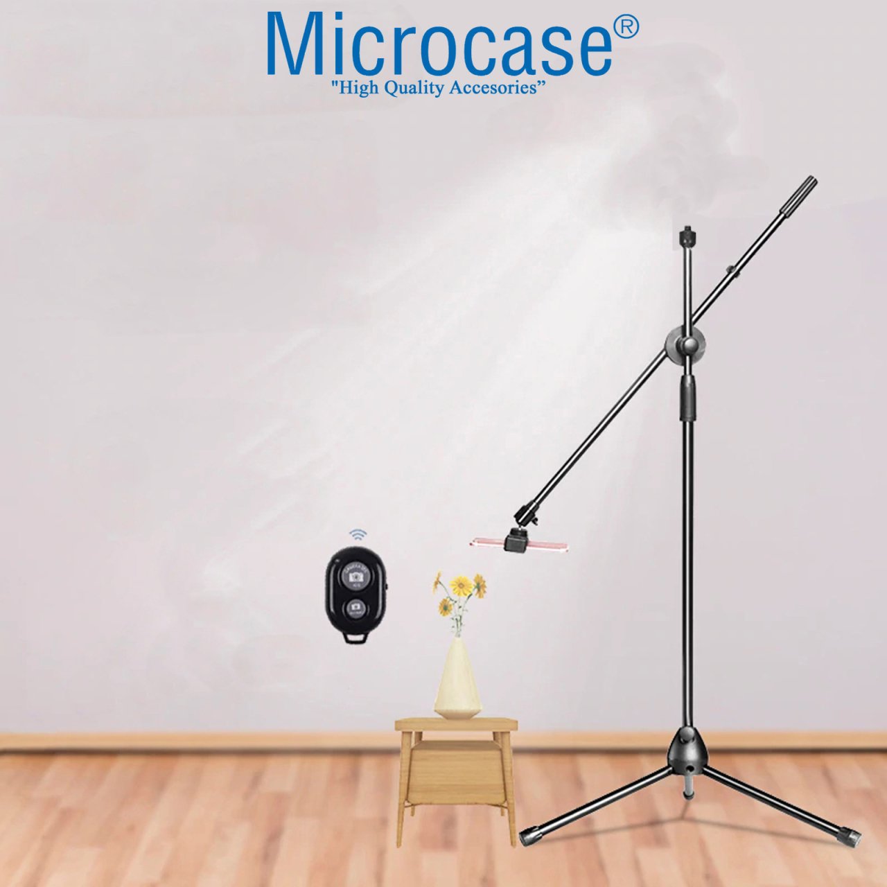 Microcase Telefon Başlık Tutuculu Ürün Çekim Tripodu Bluetooth Kumandalı - AL2681