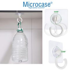 Microcase  Yapışkanlı 360° Döner Başlıklı Çok Amaçlı  Banyo Mutfak Eşya Vb. Kanca Askılık-AL4942 1 Adet