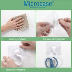 Microcase  Yapışkanlı 360° Döner Başlıklı Çok Amaçlı  Banyo Mutfak Eşya Vb. Kanca Askılık-AL4942 1 Adet