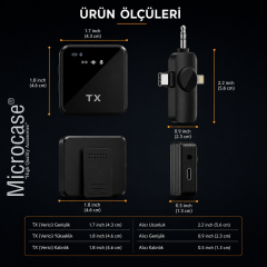 Microcase Kablosuz Telefon Mikrofonu Type-C Lightning Uyumlu Vlog Röportaj Mikrofonu AL5570