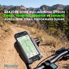 Bisiklet ve Motosiklet Ayna Bağlantılı Telefon Tutucu 360° Döner Başlık Kilit Mekanizmalı 3.5-6.8 İnç Uyumlu Kaymaz Silikon Pedli Motor Bisiklet Telefon Tutucu - AL5740
