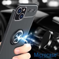 Microcase iPhone 13 Mini Focus Serisi Yüzüklü Silikon Kılıf - Siyah
