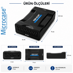 Microcase HDMI to SCART Dönüştürücü 1080P Adaptör Güç Adaptörlü Çevirici AL5747