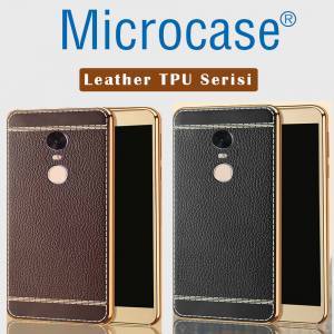 Redmi Note 4 Leather TPU Serisi Deri Kaplama Silikon Kılıf + Cam