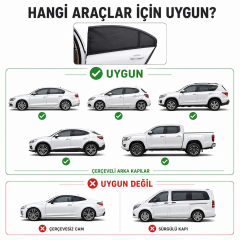 Microcase Pratik Geçmeli Oto Yan Cam Perdesi Araba Arka Güneşlik 2 Adet AL5624