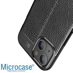Microcase iPhone 13 Mini Leather Serisi Silikon Kılıf - Siyah
