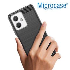Microcase Xiaomi Redmi Note 12R Pro 6.67 inch Brushed Carbon Fiber Silikon Kılıf - Siyah AL3332