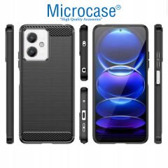 Microcase Xiaomi Redmi Note 12R Pro 6.67 inch Brushed Carbon Fiber Silikon Kılıf - Siyah AL3332