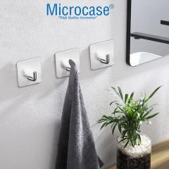 Microcase  Yapışkanlı  Paslanmaz Çelik Banyo Mutfak Eşya Havlu Vb Metal Askılık Kare Tasarım-AL4936 1 Adet